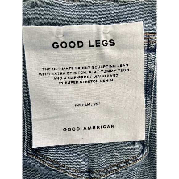 Good American Good Legs Skinny Jeans Indigo Light Wash Button-Fly Size 0 $135 - Picture 7 of 8